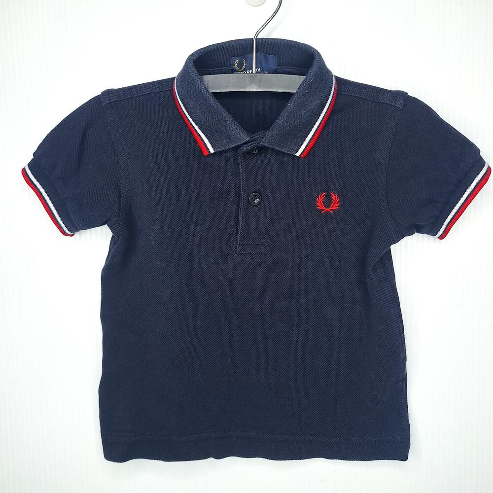 Fred Perry Twin Tipped Polo Shirt Baby 6-12 months Collared Navy Red